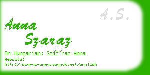 anna szaraz business card
